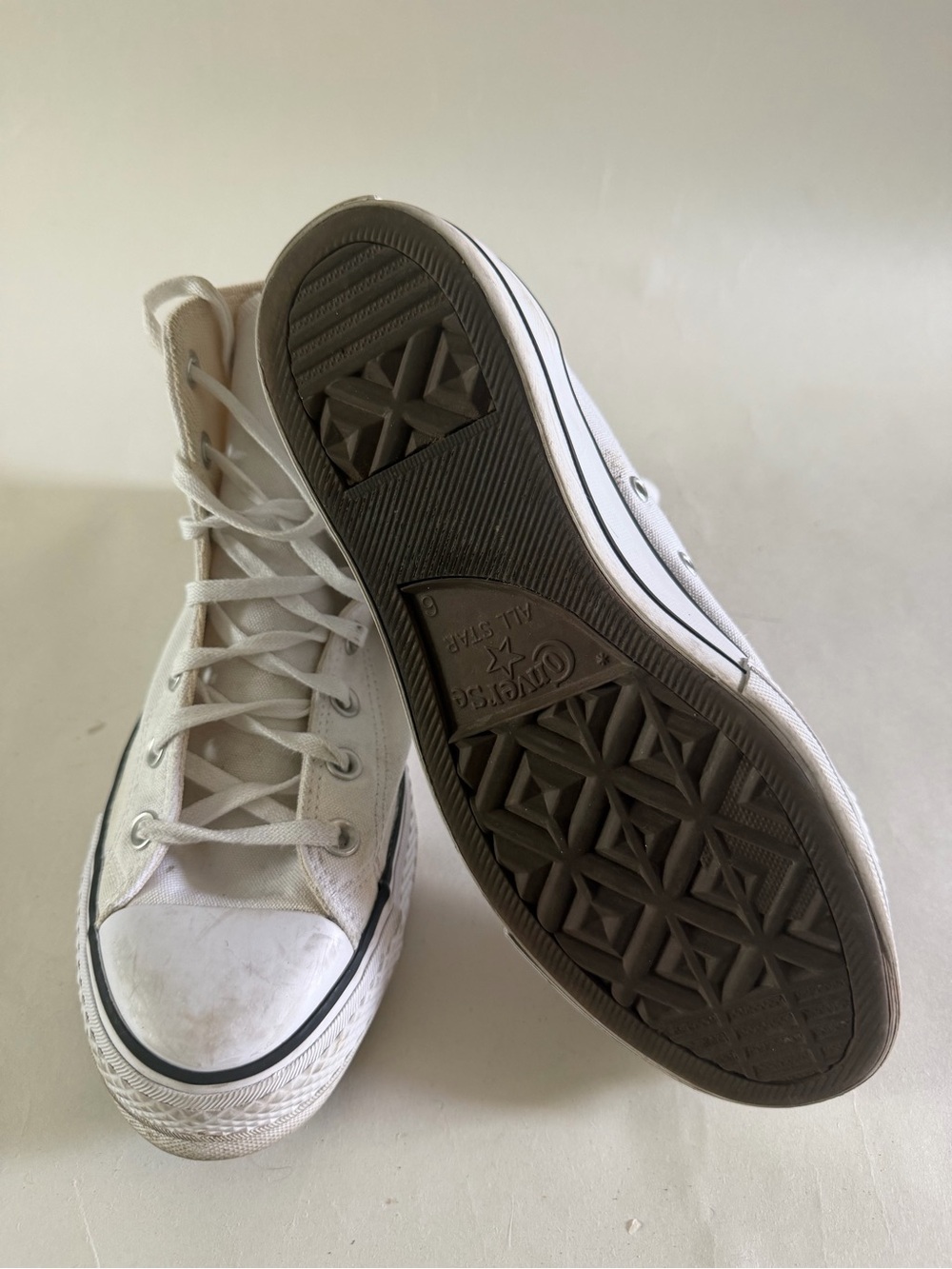 Women’s White High-Top Canvas Sneakers - Picture 5 of 6